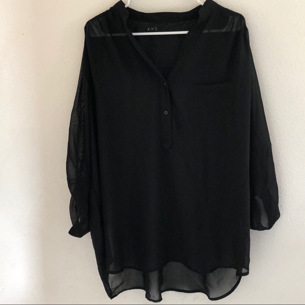 Black semi sheer top